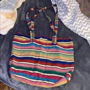 Multicolor Striped Tote Bag